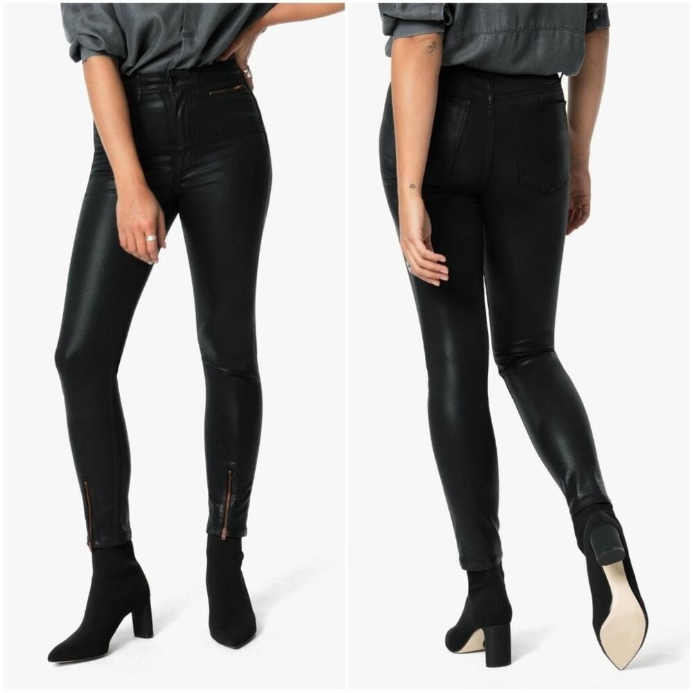 JOE'S Jeans Size 24 The Bella 11" High Rise Skinny Coated Black Denim Stretch